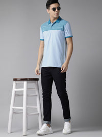 Park Avenue Men Striped Polo Collar Slim Fit T-shirt