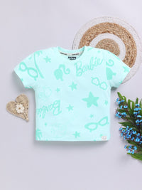Happy Faces Girls Barbie Printed Pure Cotton T-shirt