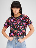 SPYKAR Women Floral Printed Tropical Pockets Boxy T-shirt