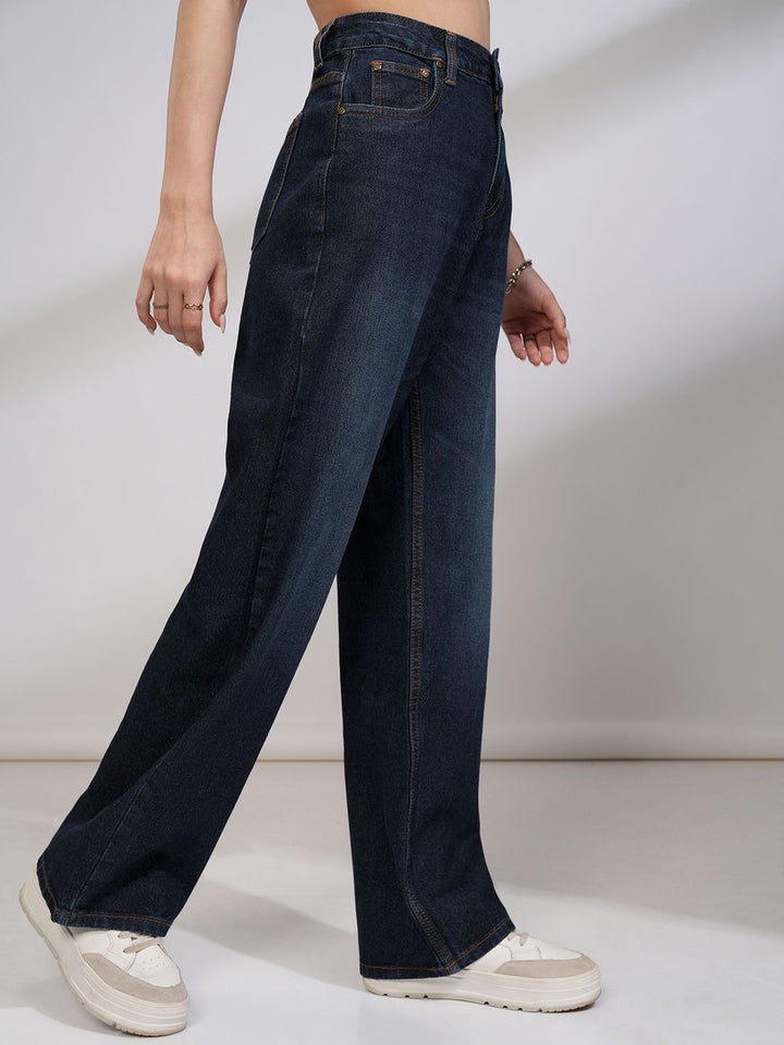 Street By Tokyo Talkies Women Pure Cotton Straight Fit Jeans