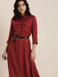 all about you Women Red Solid Shirt Dress