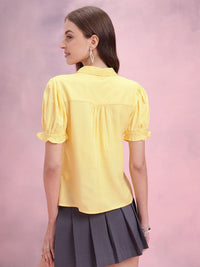 DressBerry Solid Puff Sleeves Casual Shirt