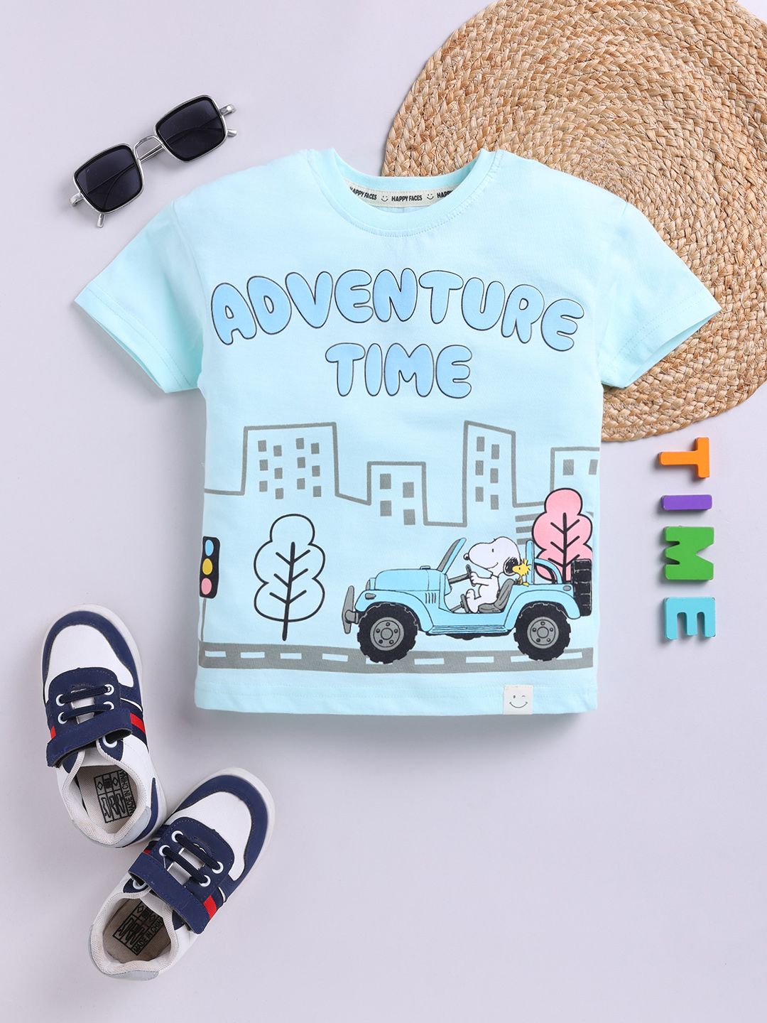 Happy Faces Boys Snoopy Printed Pure Cotton T-shirt