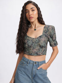 DressBerry Mosaic Muse Smocked Crop Top