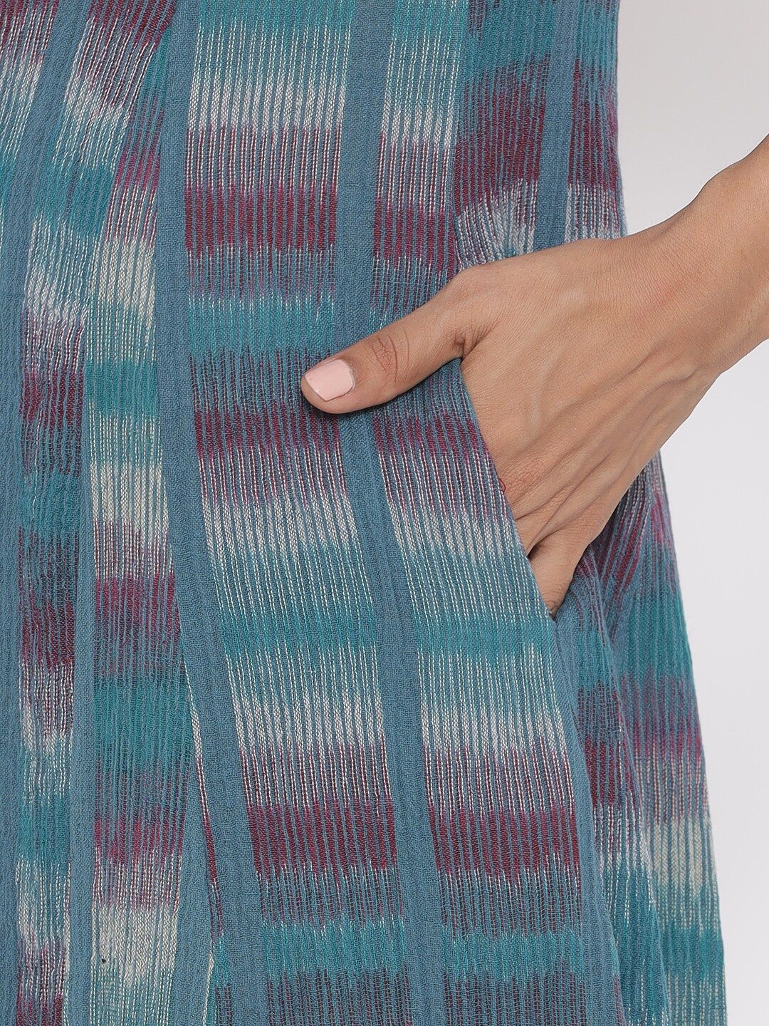 W Striped A-Line Midi Cotton Dress