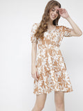 DressBerry Mocha Florals Tiered Down Dress