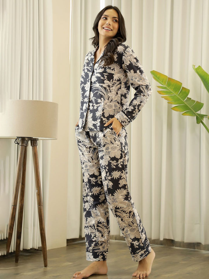 SANSKRUTIHOMES Women Printed Cotton Night suit