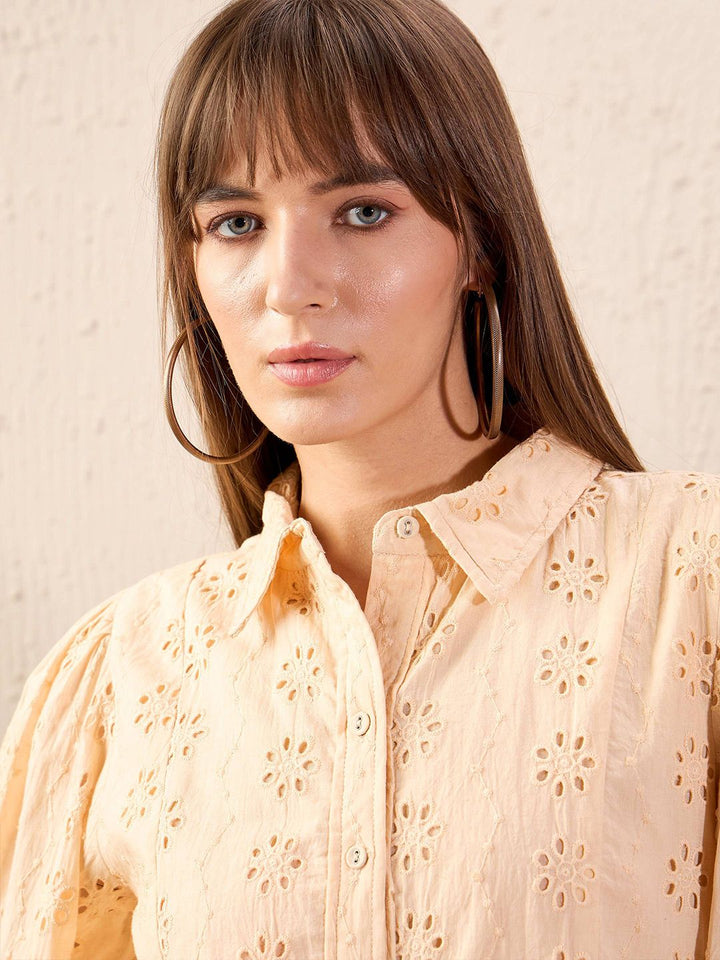 SASSAFRAS Schiffli Shirt Dress