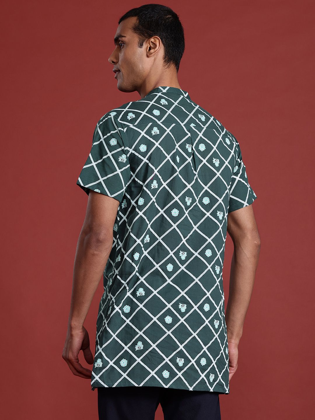 Anouk Men Cotton Geometric Indie Prints Kurta