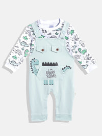 Moms Love Infant Boys Pure Cotton Printed Dungaree With T-Shirt