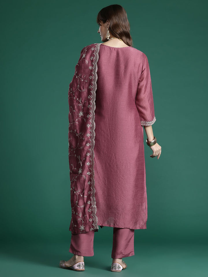 Indo Era Floral Embroidered Thread Work Kurta with Trousers & With Dupatta