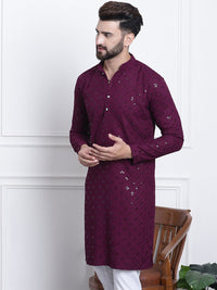 SOJANYA Embellished Mandarin Collar Pure Cotton Kurta
