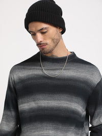 THE BEAR HOUSE Striped Drop-Shoulder Sleeves Acrylic Pullover Sweatshirt