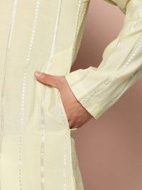 See Designs Men Embroidered Sequinned Chanderi Silk Kurta with Pyjamas