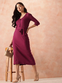 all about you Ribbed Wrap Style Dress Comes With a Belt