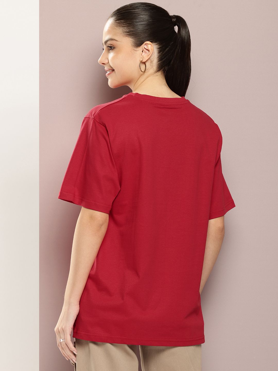 DILLINGER Women Graphic Printed Embossed Oversized T-shirt