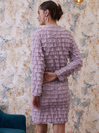 Athena Purple Above Knee Length Ruffled Straight Skirt