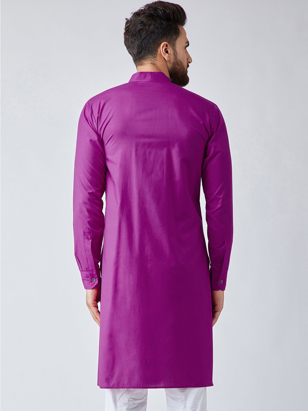 SOJANYA Men Magenta Solid Pathani Kurta