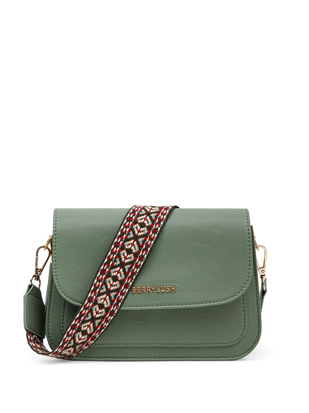 Berrylush Green Structured Sling Bag