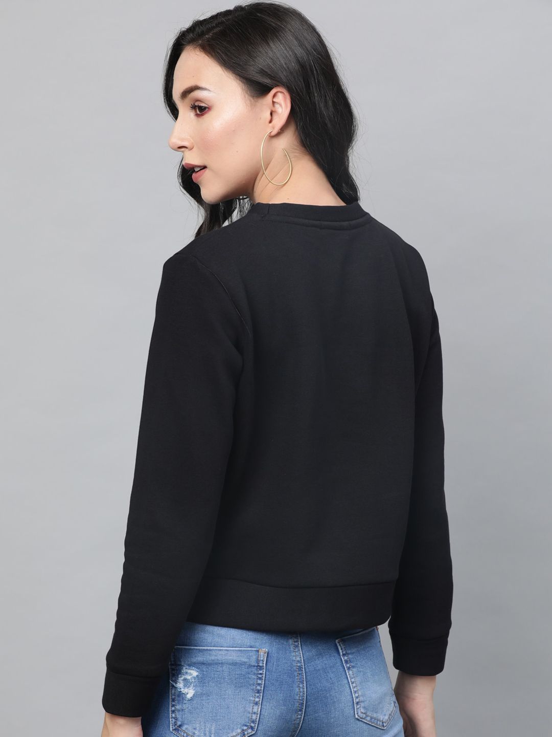 STREET 9 Wanita Berhias Hitam Baju Sweatshirt