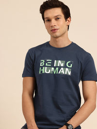 Being Human Pure Cotton Brand Logo Printed Slim Fit T-shirt
