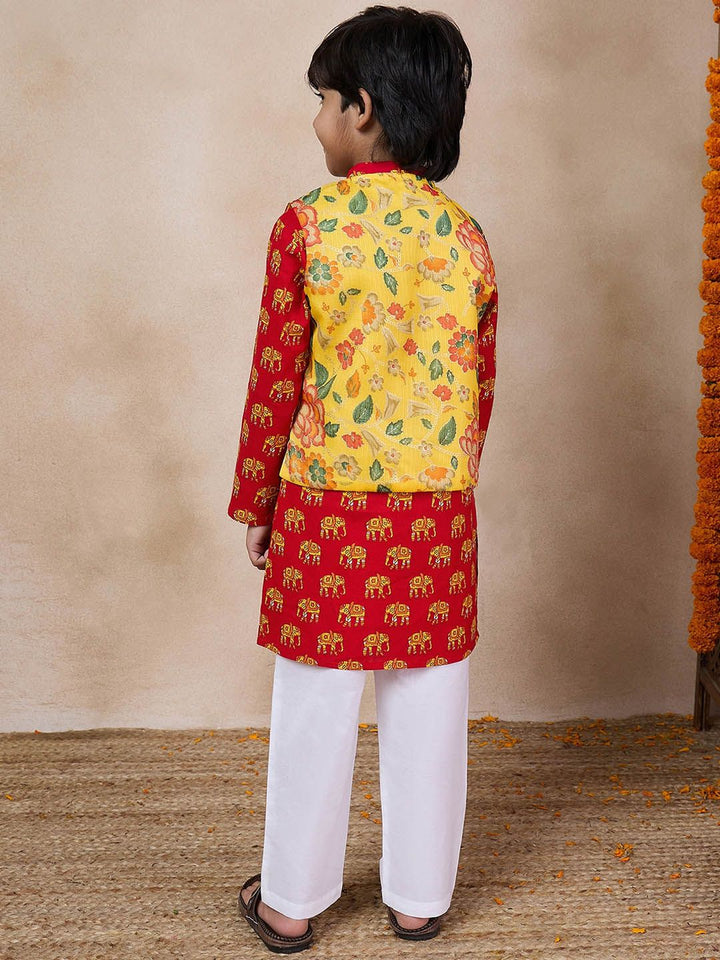 pspeaches Boys Mandarin collar Animal Printed Regular Kurta with Pyjamas