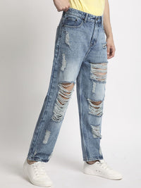 Bene Kleed Men Highly Distressed Heavy Fade Baggy Jeans