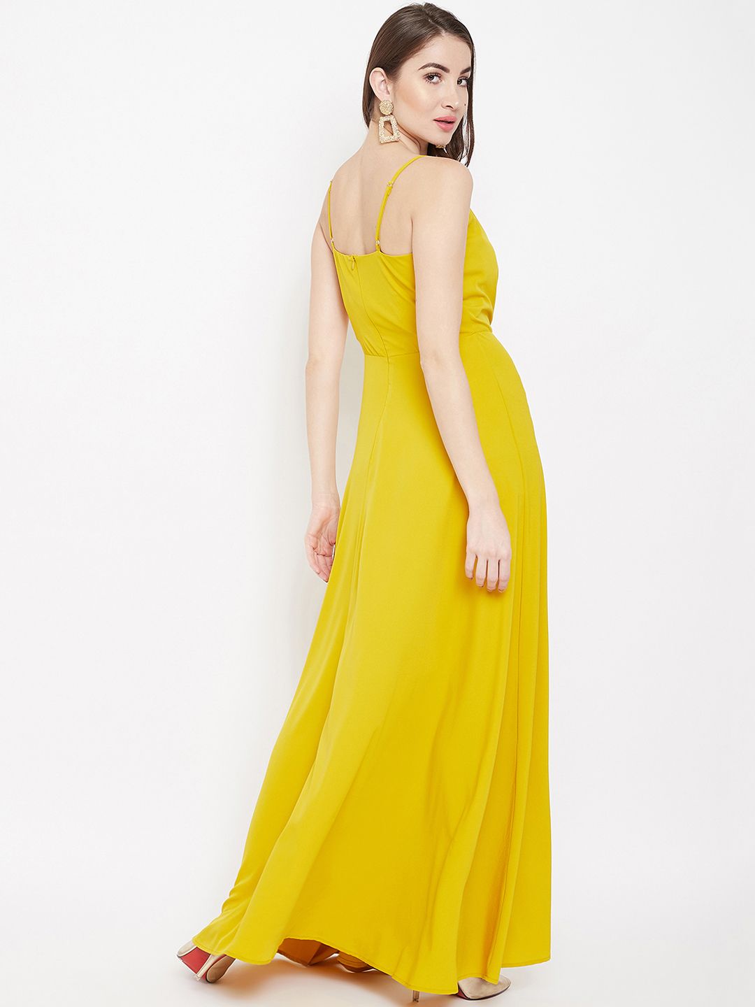 Berrylush Yellow Wrap Maxi Dress