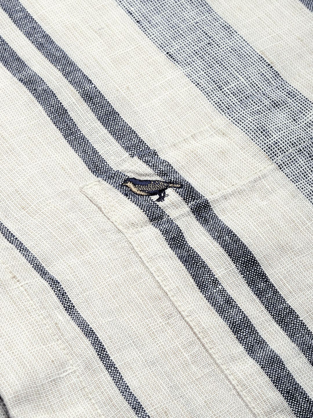 Mr Bowerbird Men White & Black Liberal Fit Casual Shirt