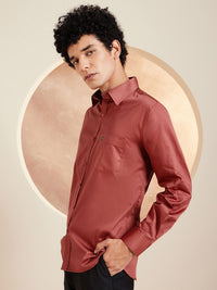 DENNISON Smart Solid Opaque Pure Cotton Satin Shirt