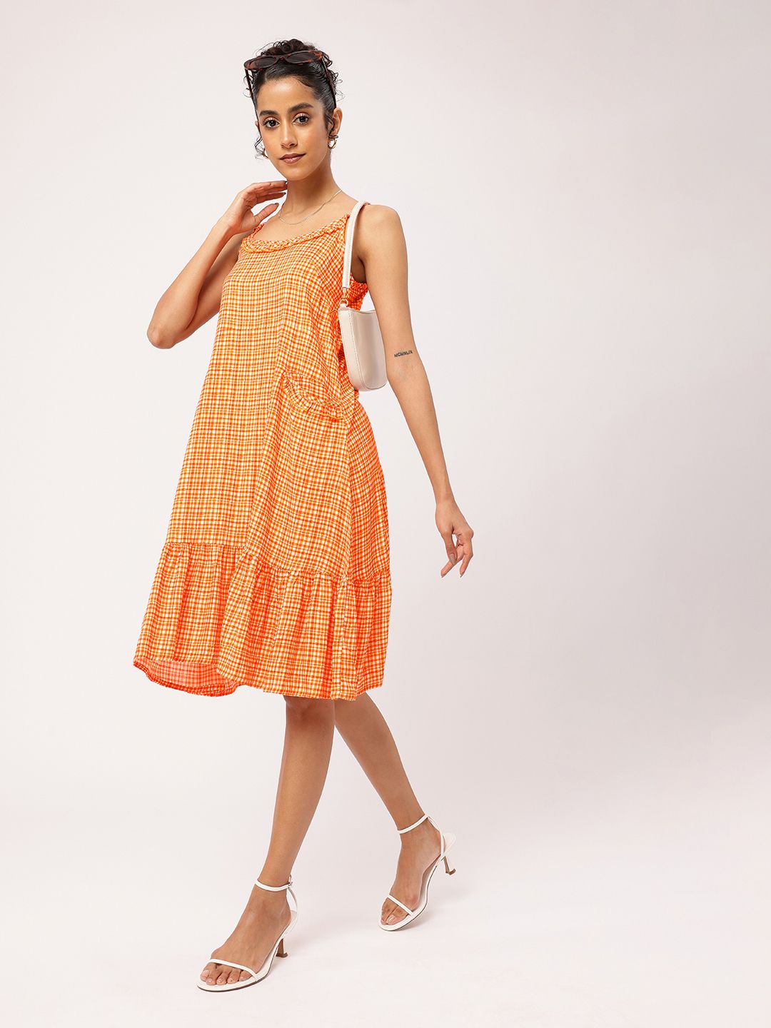 DressBerry Boho Edgy Core Shoulder Straps Checks A-line Dress