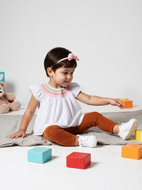 Nauti Nati Flutter Sleeve Cotton Blouson Top