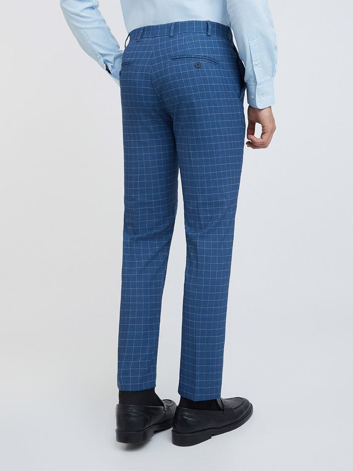 Park Avenue Men Blue Checked Slim Fit  Formal Trouser