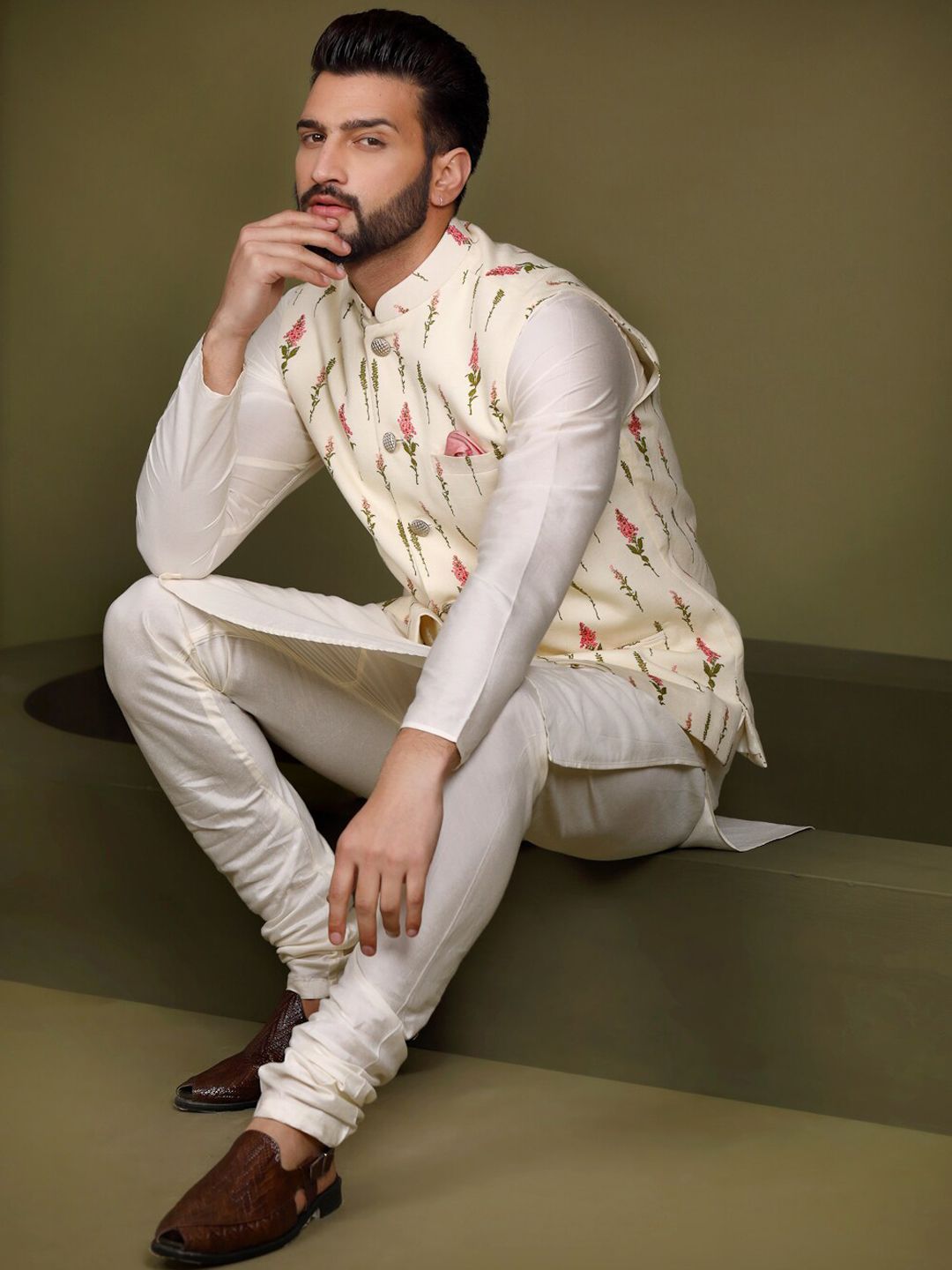 KISAH Men Printed Nehru Jacket