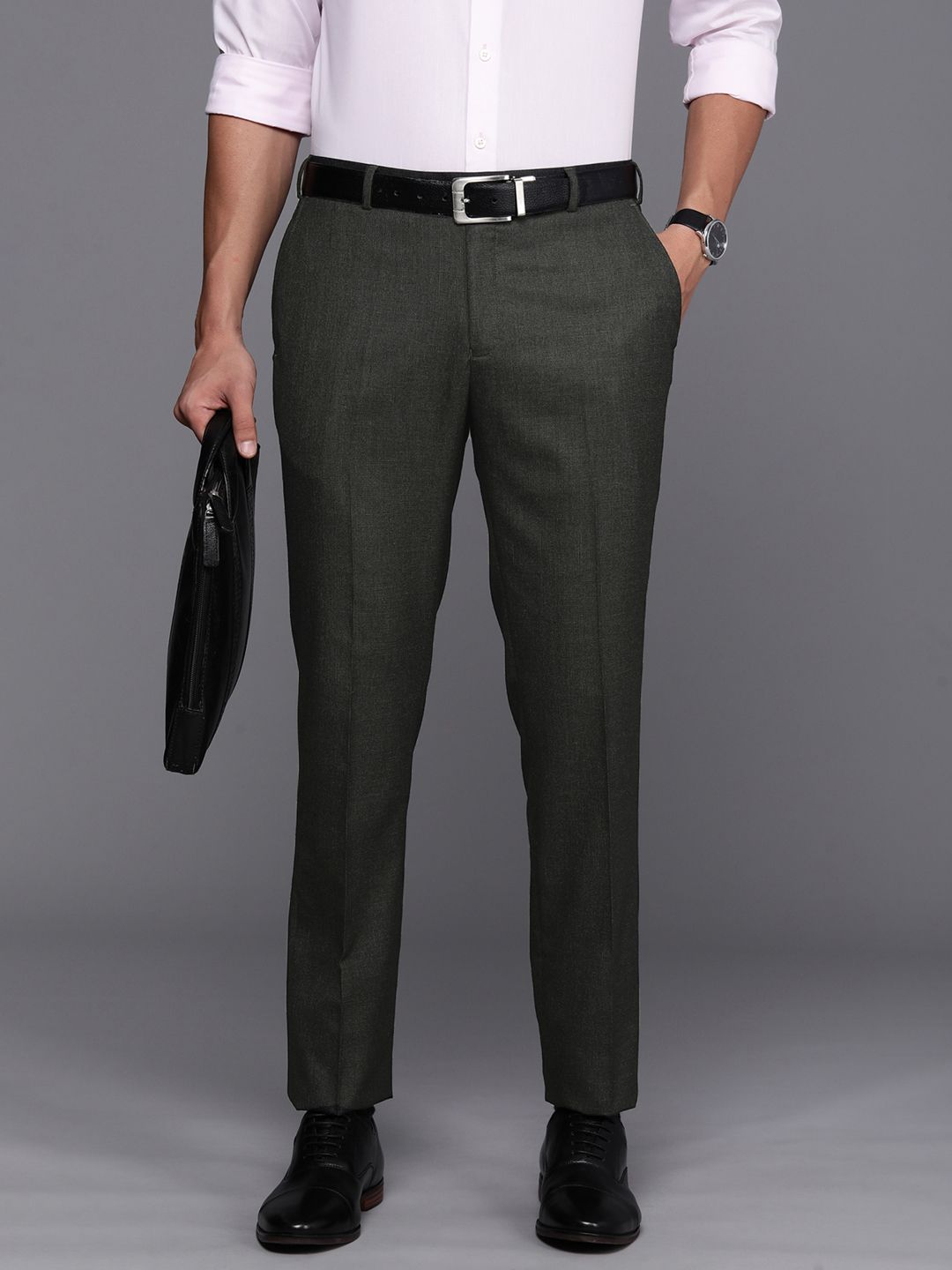 Raymond Men Textured Slim Fit Formal Trousers