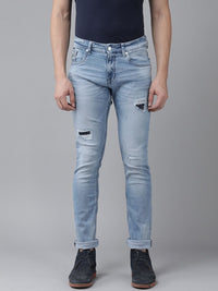 SPYKAR Men Skinny Fit Low-Rise Mildly Distressed Light Fade Stretchable Jeans