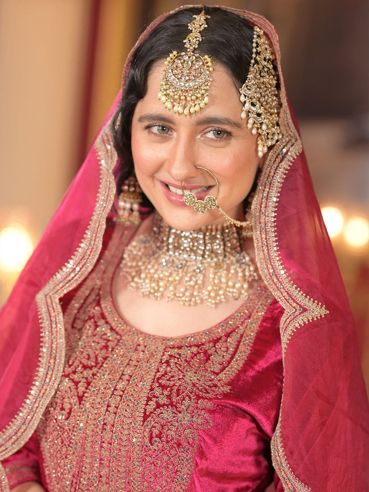 Indo Era Ethnic Motifs Embroidered Sequinned Velvet Kurta With Trousers & Dupatta