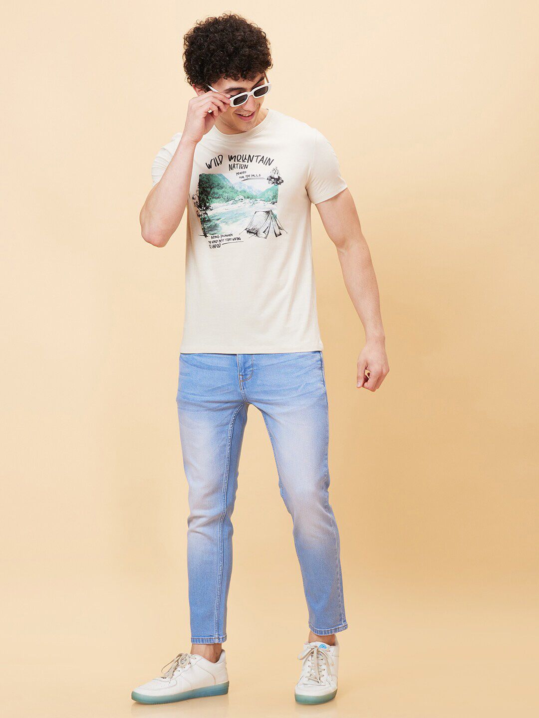 Being Human Graphic Printed Cotton Round Neck Raw Edge Slim Fit Casual T-shirt