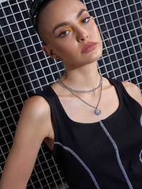 SASSAFRAS Black Square Neck Tank Top