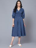 Bani Women V-Neck Ethnic Motifs A-Line Midi Dress