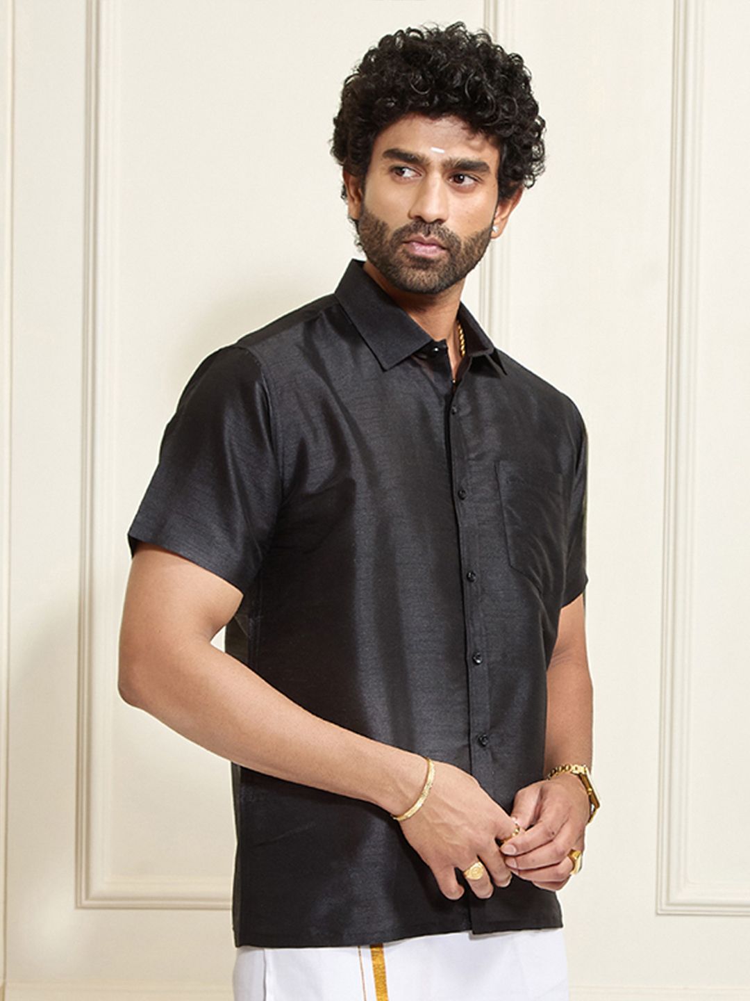 VASTRAMAY Premium Spread Collar Casual Shirt