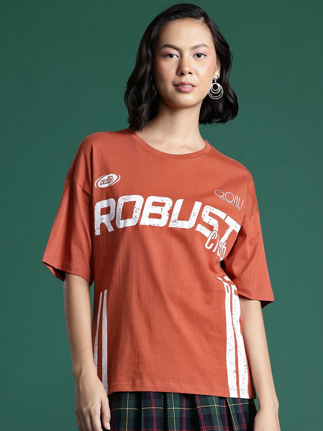 DressBerry Typography Printed Drop-Shoulder Sleeves Pure Cotton T-shirt