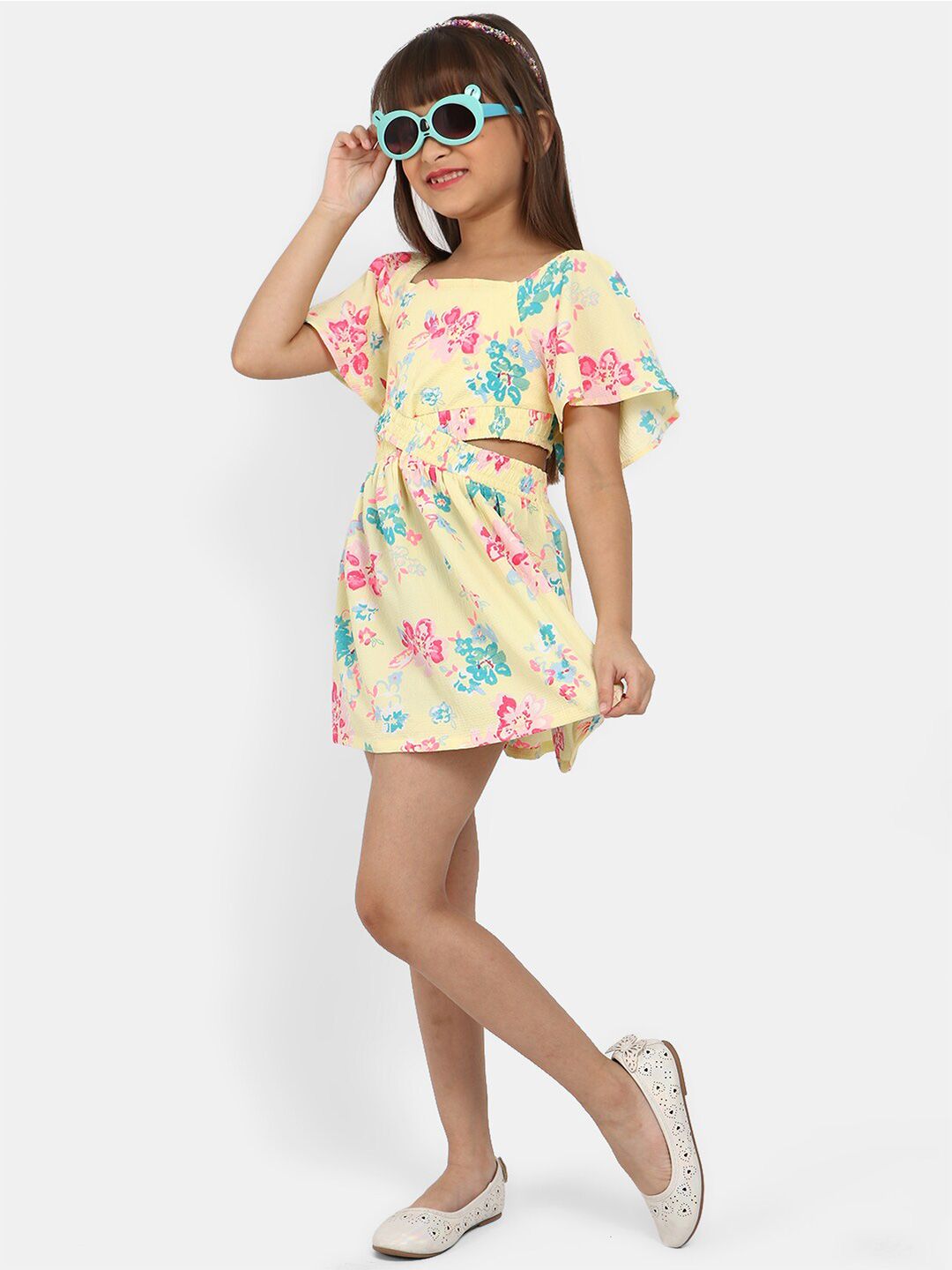 Nauti Nati Girls Floral Print Crepe Fit & Flare Dress
