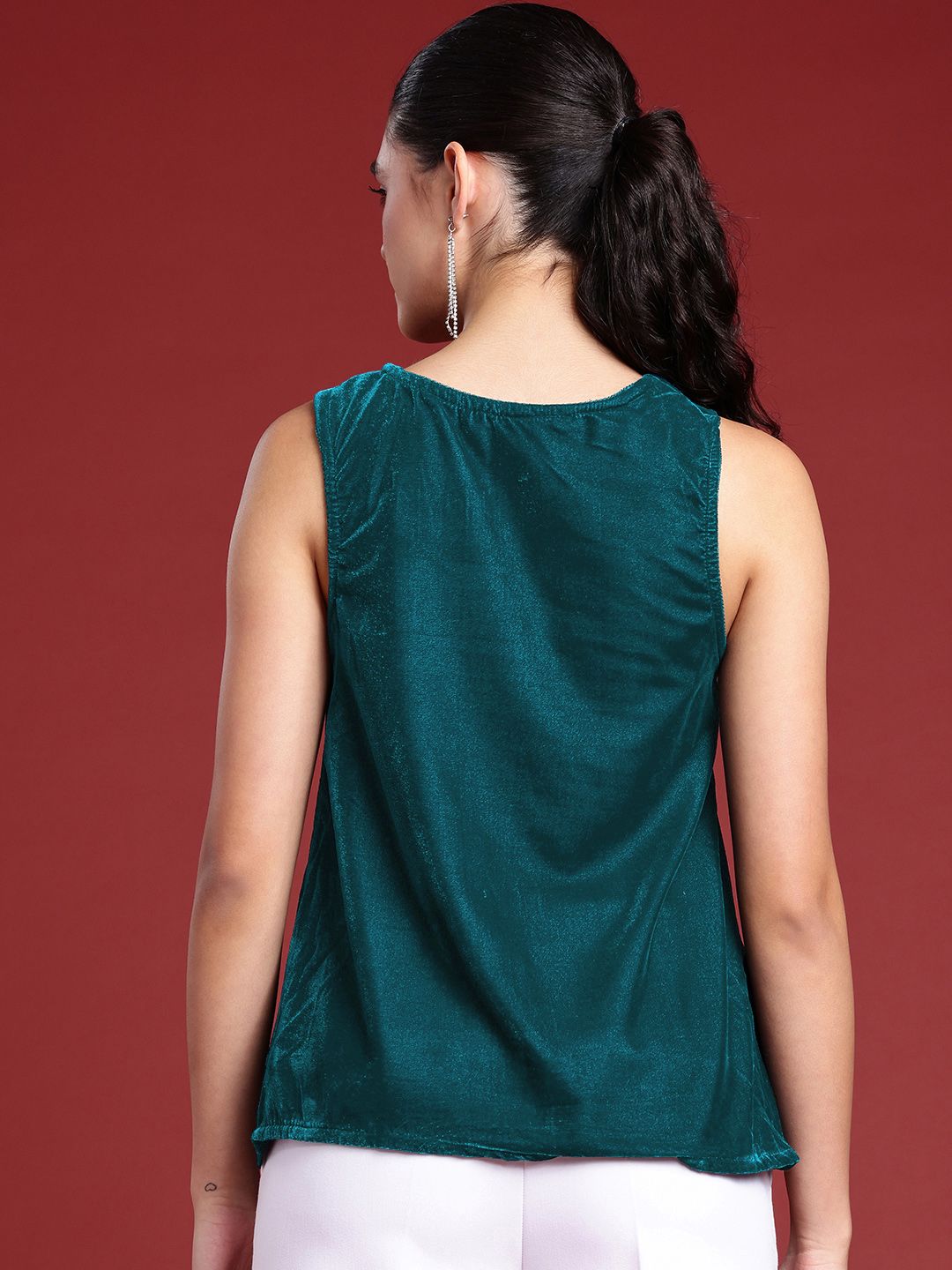 all about you Halter Neck Cut Out Detail Velvet Top