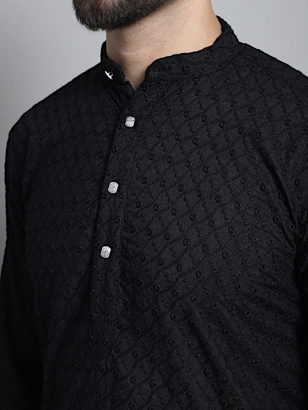 Jompers Geometric Embroidered Straight Pure Cotton Kurta