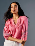 Global Desi V-Neck Flared Sleeves Top