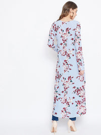 Berrylush Women Blue Printed High-Low Top