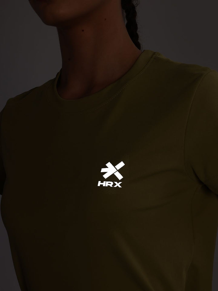 HRX by Hrithik Roshan Solid T-shirt with Brand Logo Detail