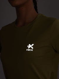 HRX by Hrithik Roshan Solid T-shirt with Brand Logo Detail