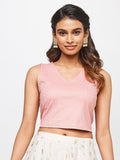 Global Desi V-Neck Printed Crop Top